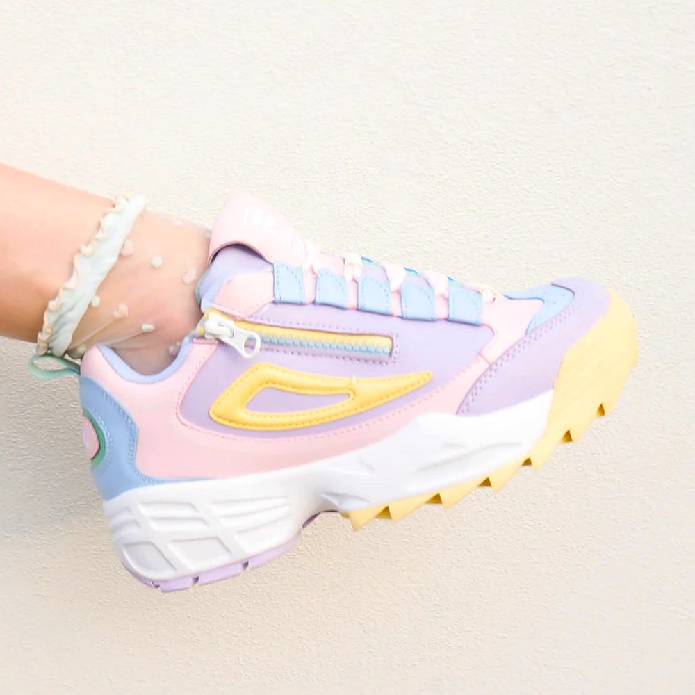 FILA Disruptor 3 Zip Pastel Sneakers - Chalk Pink/Lilac/Banana - Brand New -